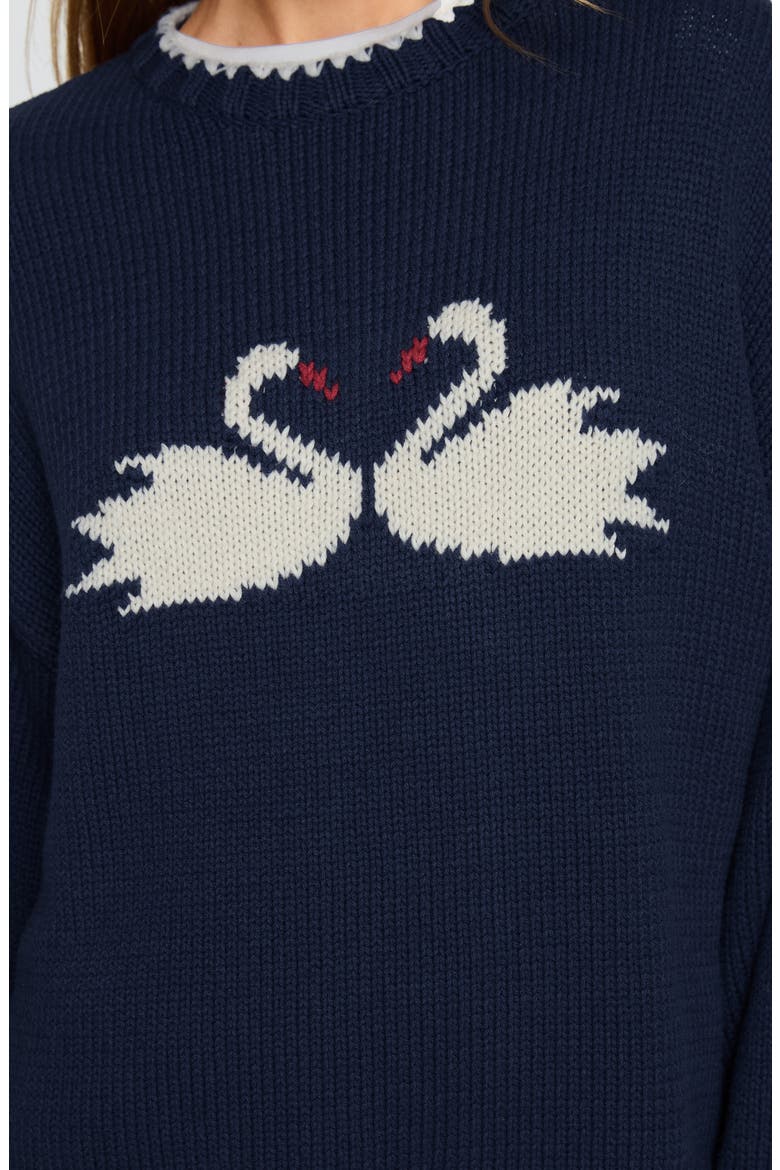 Swan Lake Love Oversize Sweater, Alternate, color, NAVY