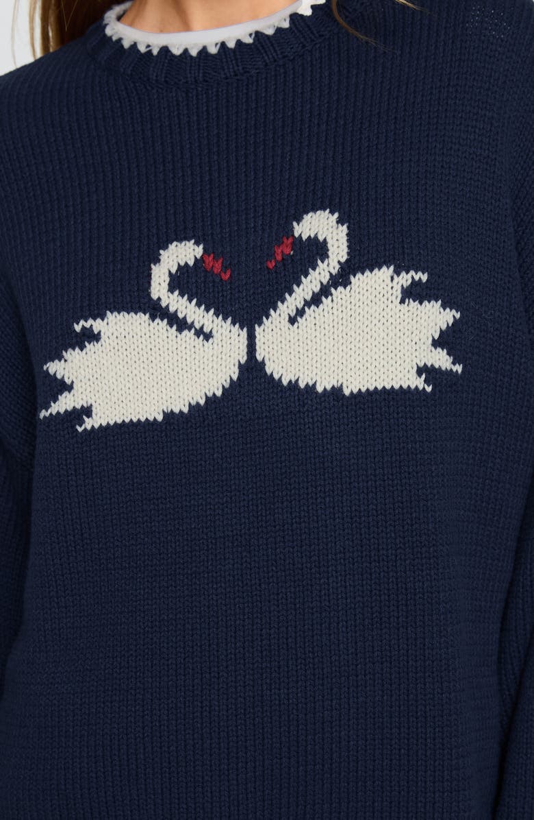 Princess Polly Swan Lake Love Oversize Sweater, Alternate, color, Navy