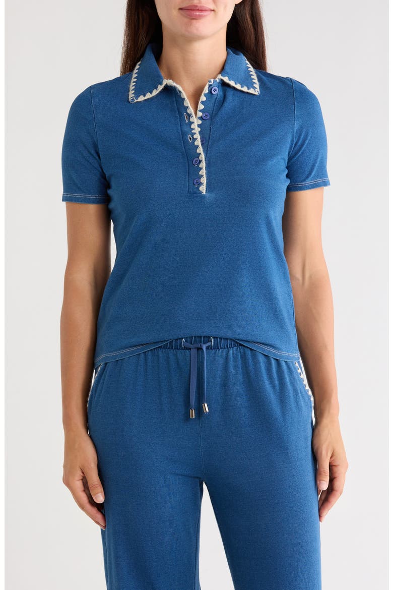 Blanket Stitch Polo, Main, color, MEDIUM WASH WITH BONE STITCH