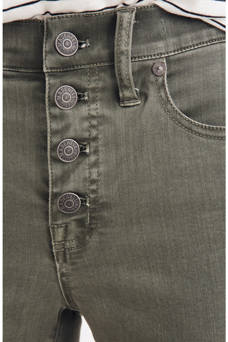 9-Inch Garment Dyed Button Front Skinny Jeans, Alternate, color, HIGHLAND GREEN