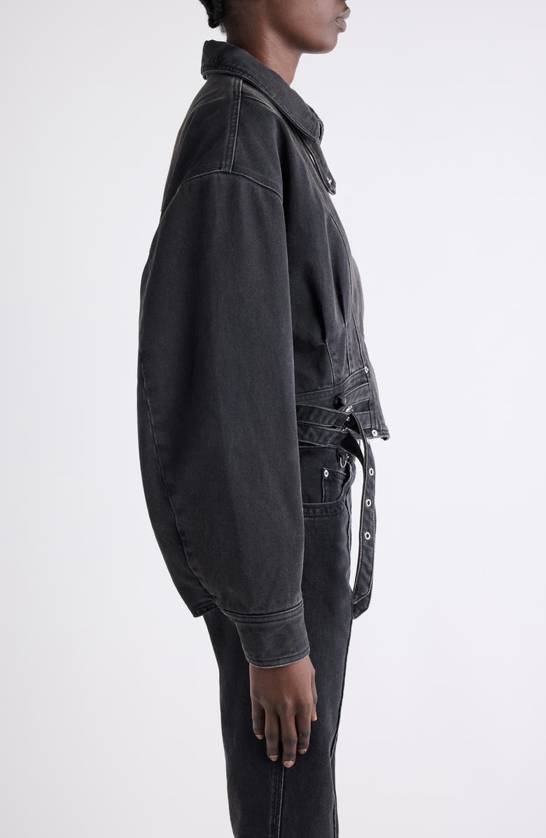 Isabel Marant Santa Crop Denim Jacket, Alternate, color, Black