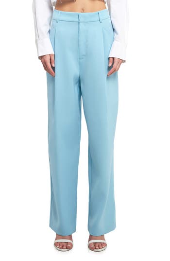 Endless Rose Classic Pleated Suit Trousers In Ocean Blue