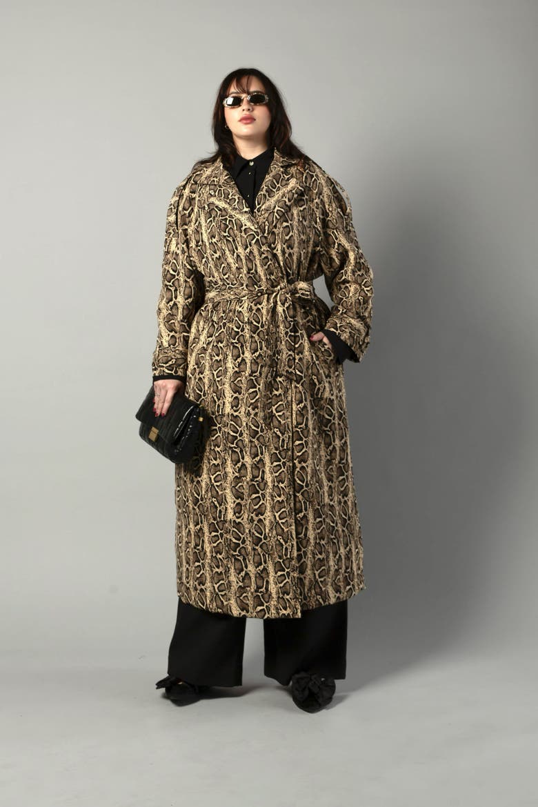 Aria Double Breasted Trench, Alternate, color, Python