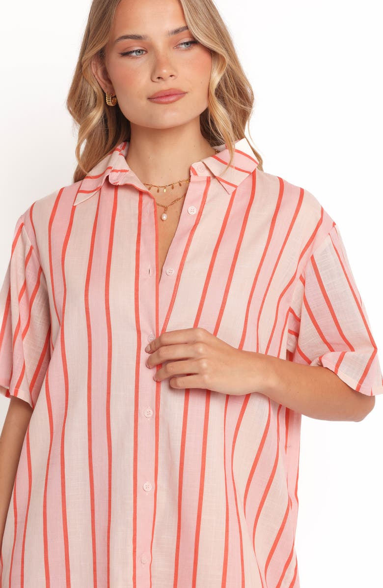 Petal & Pup Norah Stripe Cotton Mini Shirtdress, Alternate, color, Pink Stripe