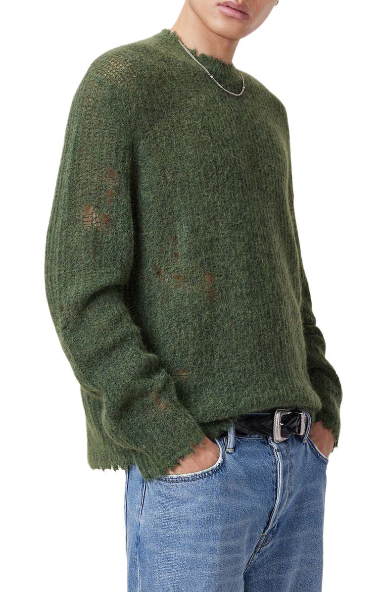 AllSaints Bleaker Raw Edged Crewneck Sweater, Alternate, color, 