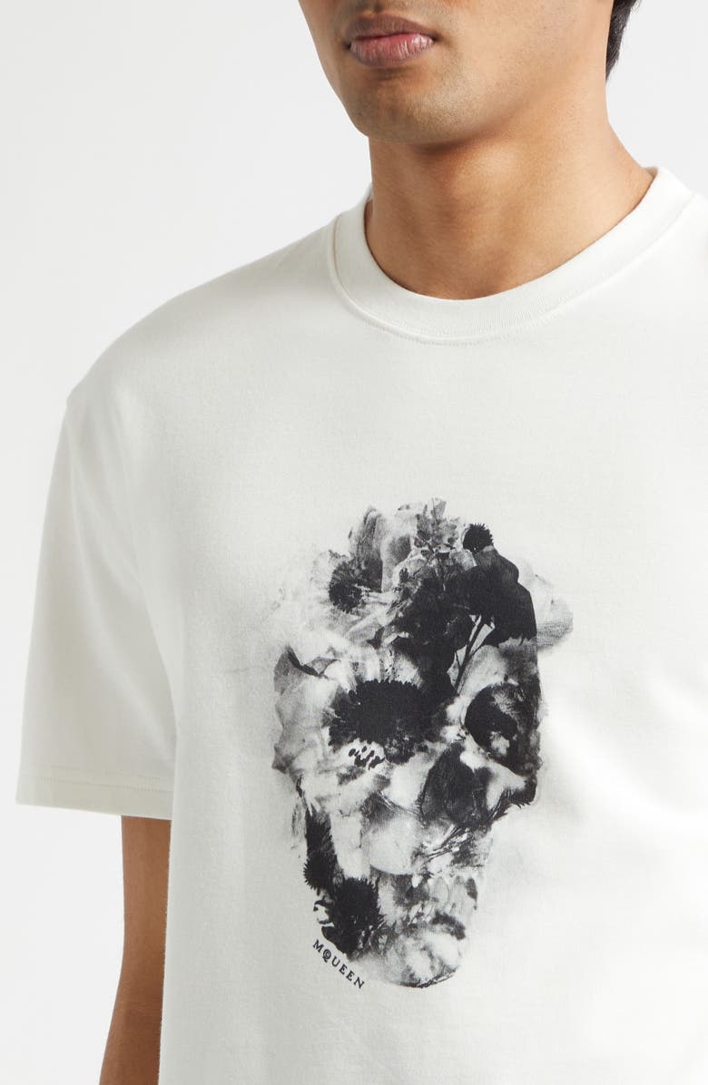 McQueen Skull Graphic T-Shirt, Alternate, color, White / Black