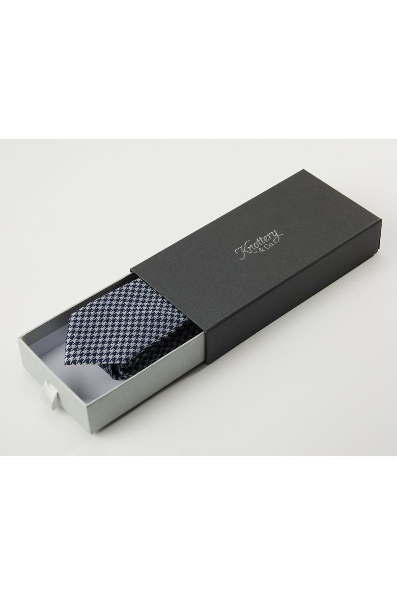 Houndstooth Heritage Silk Jacquard Tie, Alternate, color, Navy