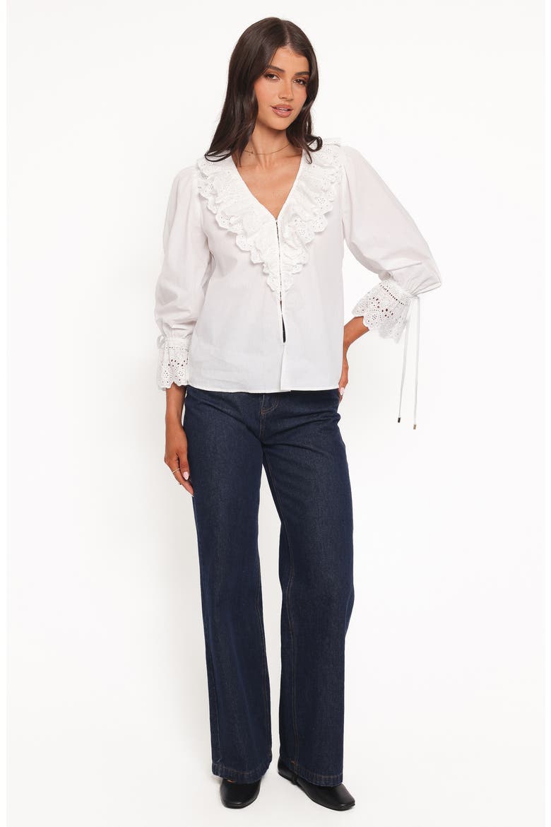 Aelwen Eyelet Trim Cotton Top, Alternate, color, WHITE EMBROIDERY