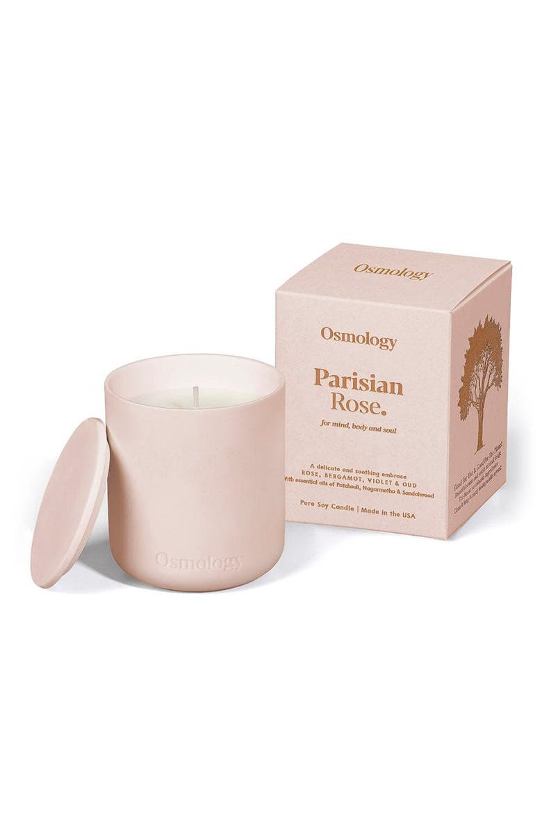 Parisian Rose Scented Candle - Rose Bergamot and Violet, Main, color, pink