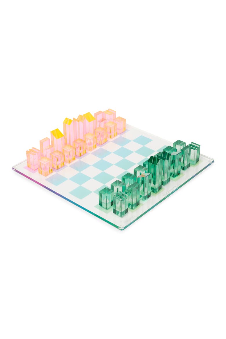 Lucite® 2-In-1 Chess & Checkers Set, Main, color, SHERBET
