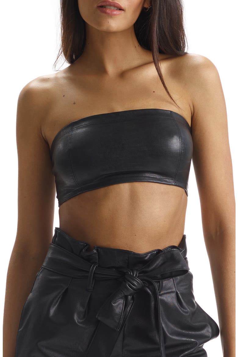 Faux Leather Bandeau, Main, color, BLACK