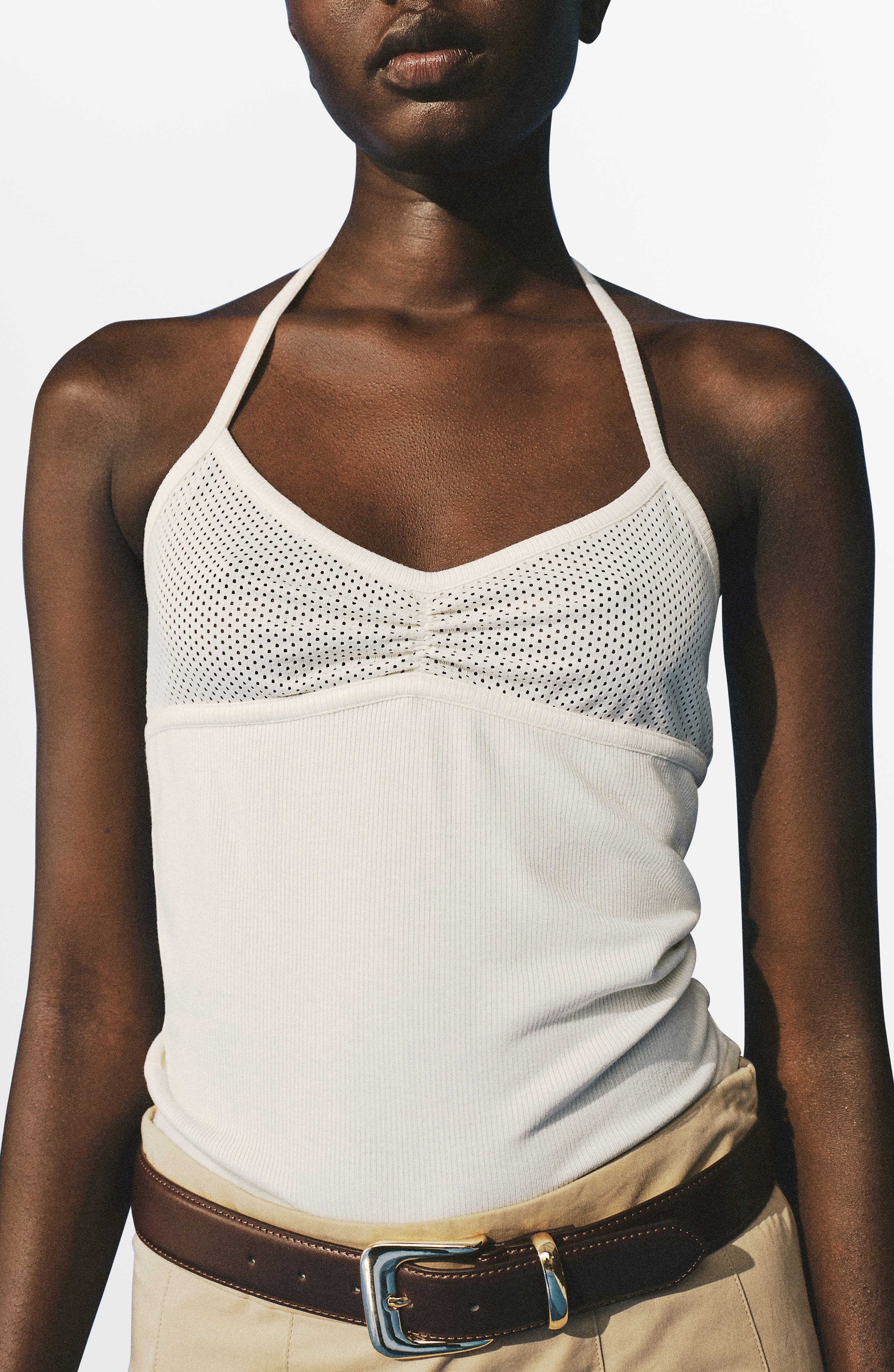 Mesh Bodice Halter Top