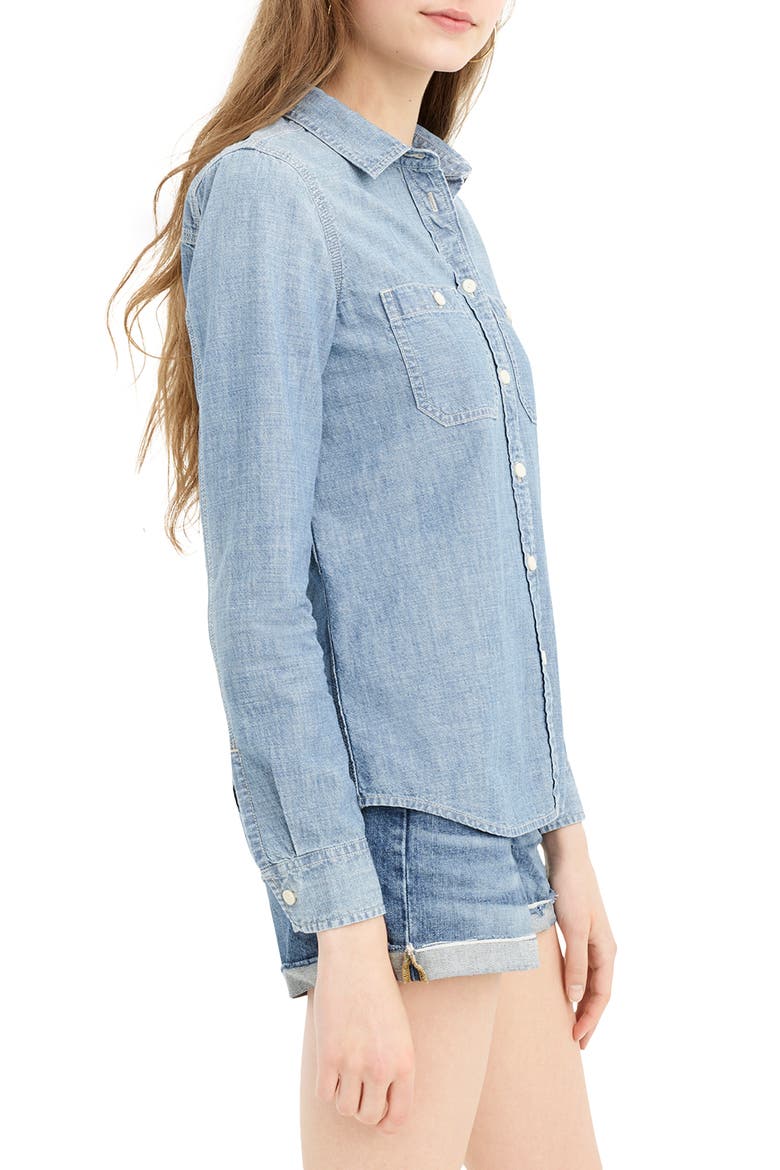Button-Up Japanese Denim Shirt, Alternate, color, SERENE BLUE