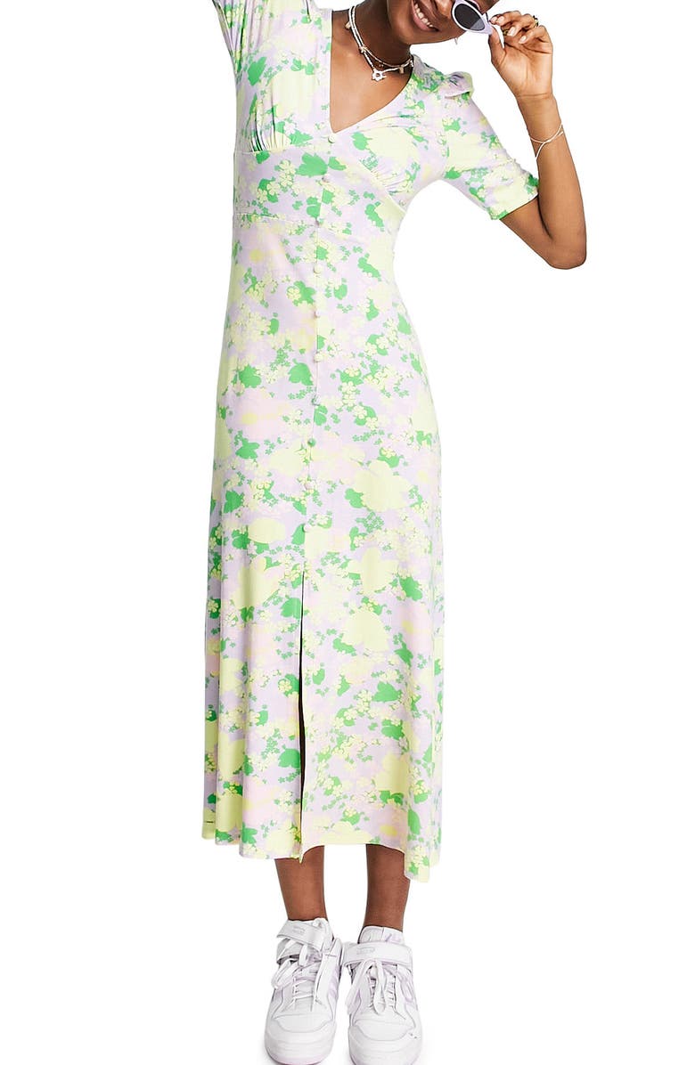 ASOS DESIGN Floral Button-Up Midi Dress, Main, color,