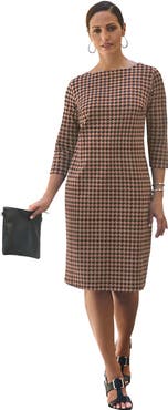 Jessica London Stretch Cotton Boatneck Shift Dress