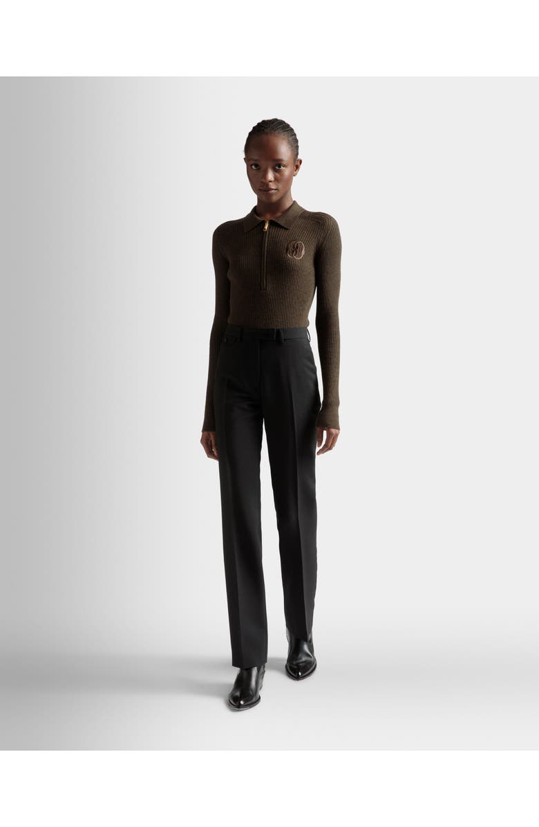 Bally Tailored Straight Leg Pants In Mohair Wool Mix, Alternate, color, Black
