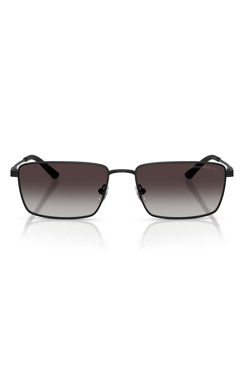 Emporio Armani 57mm Rectangular Sunglasses, Main, color, Matte Black / Grey Gradient