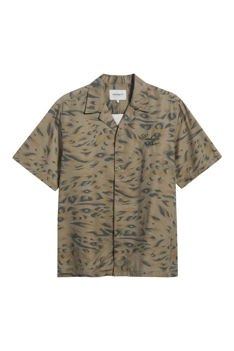 Travon Twill Camp Shirt, Main, color, DUCK FEATHER CYPRESS