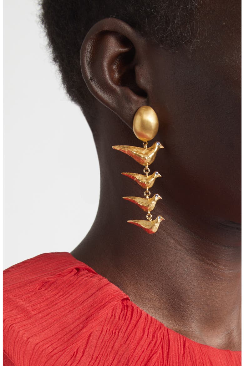Lucky Charms Golden Bird Drop Earrings, Alternate, color, GOLDEN YELLOW