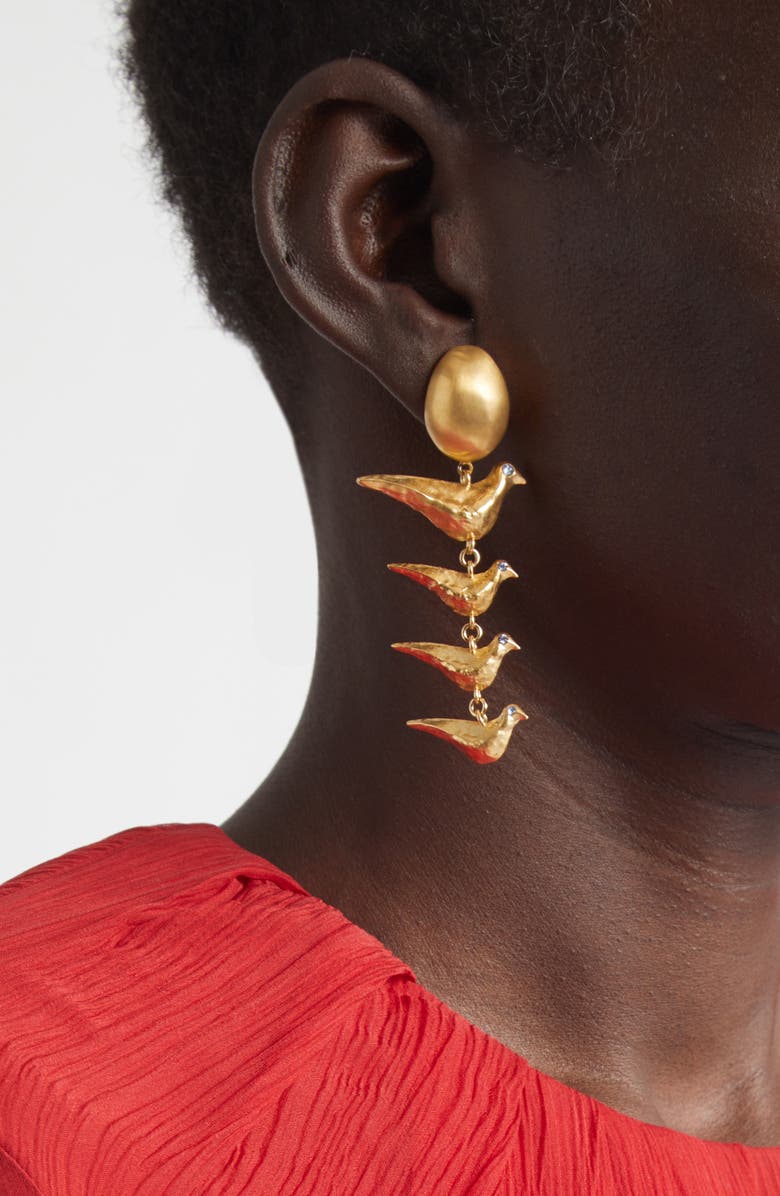 Givenchy Lucky Charms Golden Bird Drop Earrings, Alternate, color, Golden Yellow