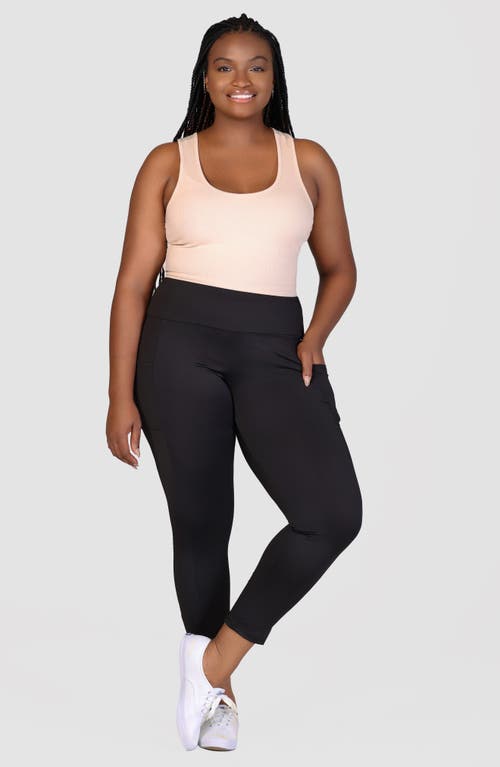 24seven Comfort Apparel Plus Size Ankle Leggings With Side Pocket In Black