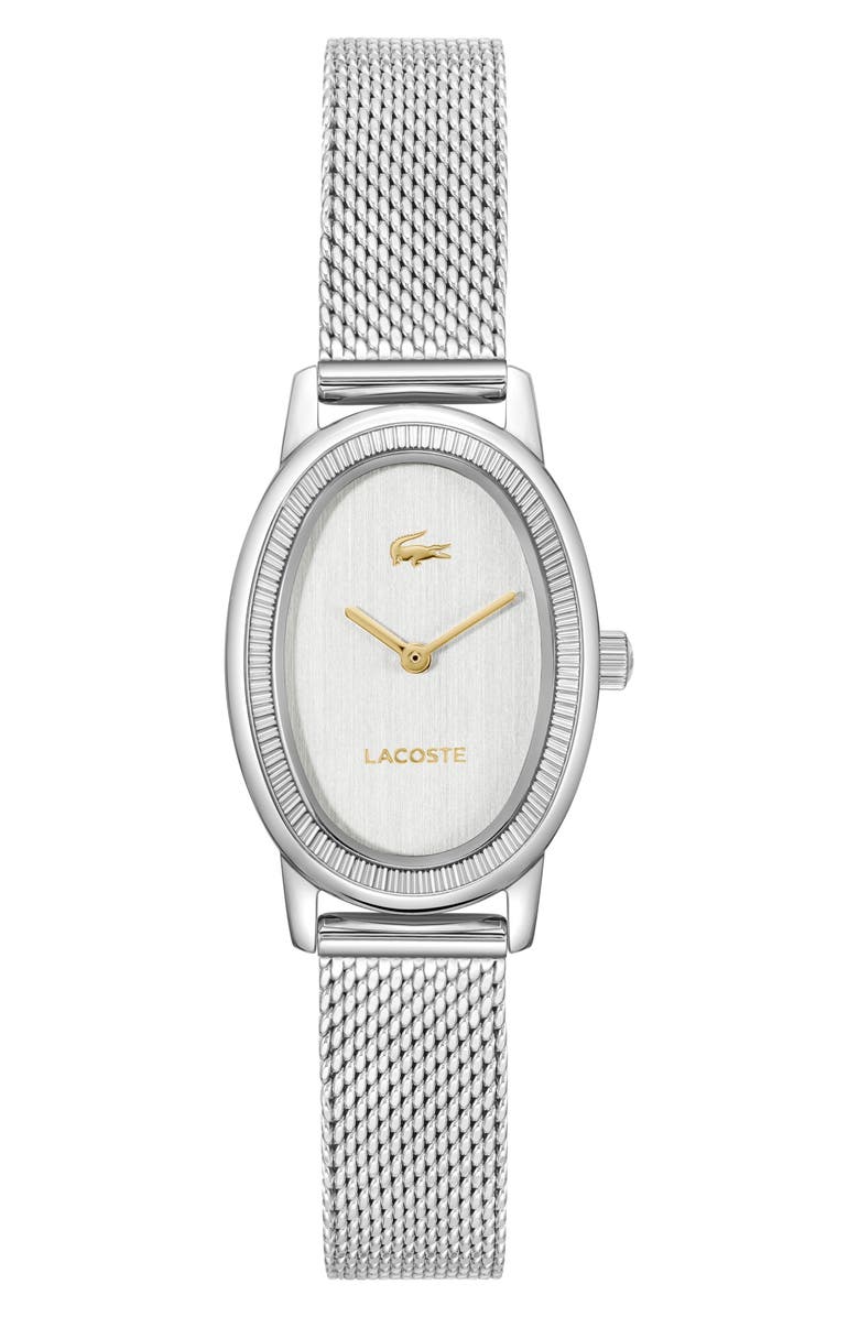 Lacoste Parisienne Mesh Strap Watch, 30mm x 22mm, Main, color, Silver