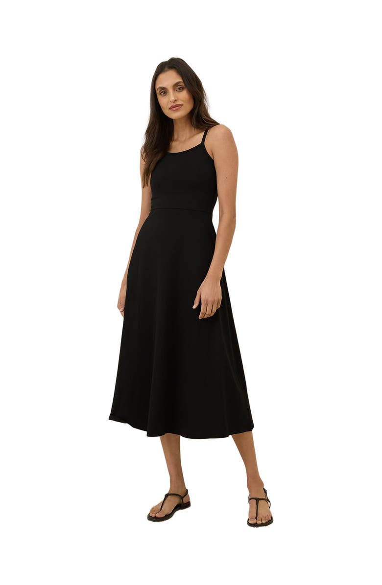 Pact Organic Cotton Fit & Flare Midi Dress, Main, color, Black