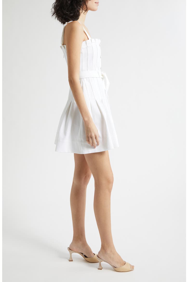 Branwen Pleated Belted Denim Minidress, Alternate, color, WHITE