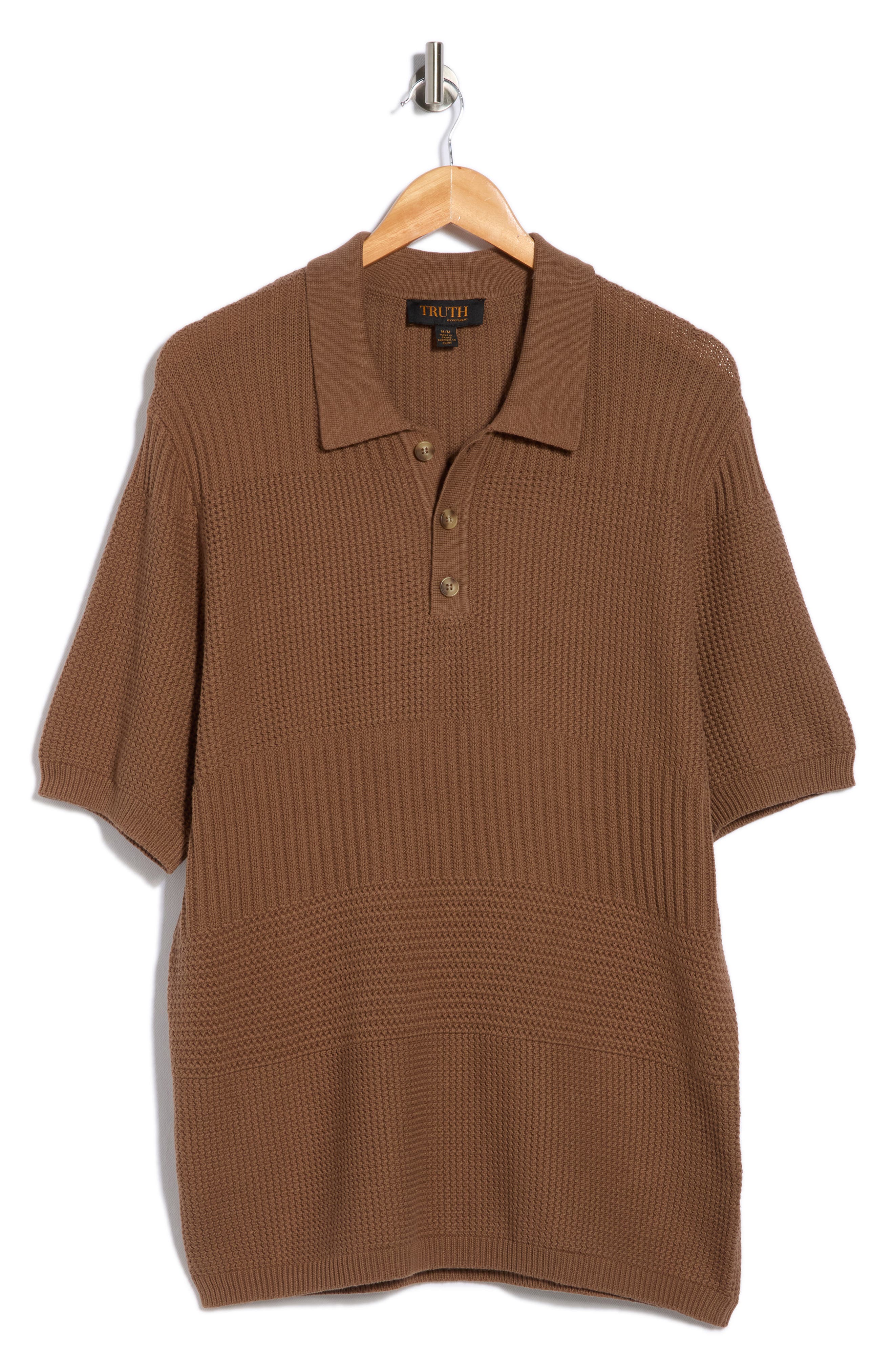 TRUTH Mixed Stitch Cotton Sweater Polo (Men) | Nordstromrack