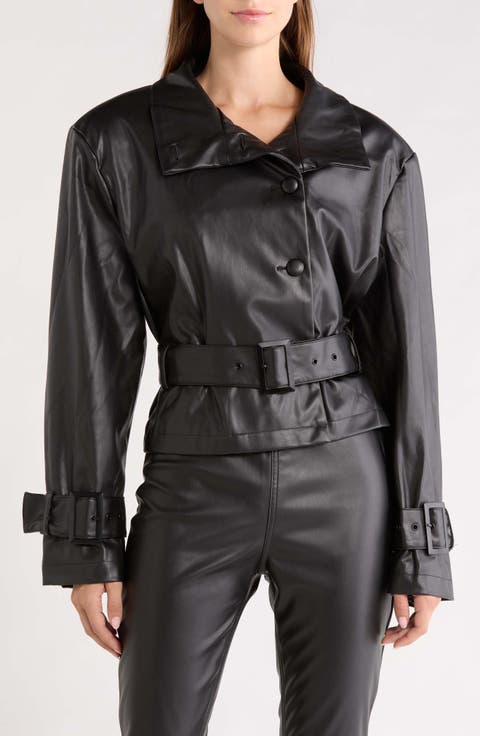 Scarlette Belted Faux Leather Jacket