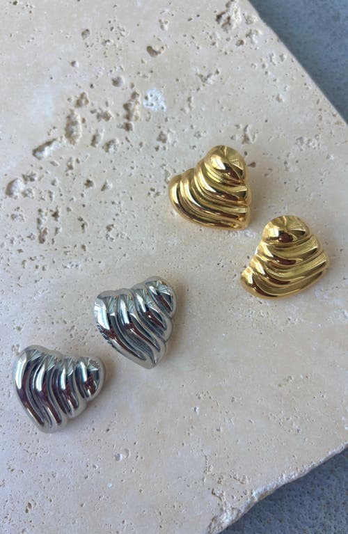 Adornia Silver Plated Heart Statement Stud Earrings In Silver