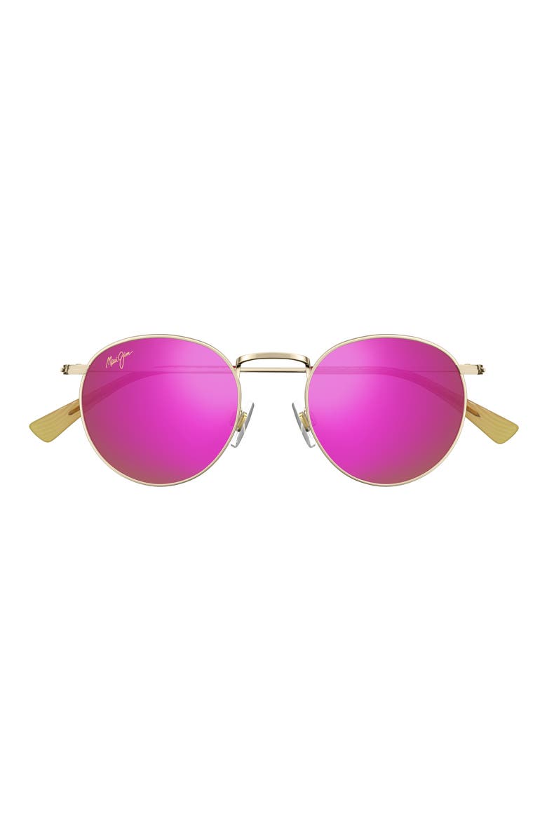 Pukaua 50mm Small Polarized Round Sunglasses, Main, color, GOLD PINK YELLOW