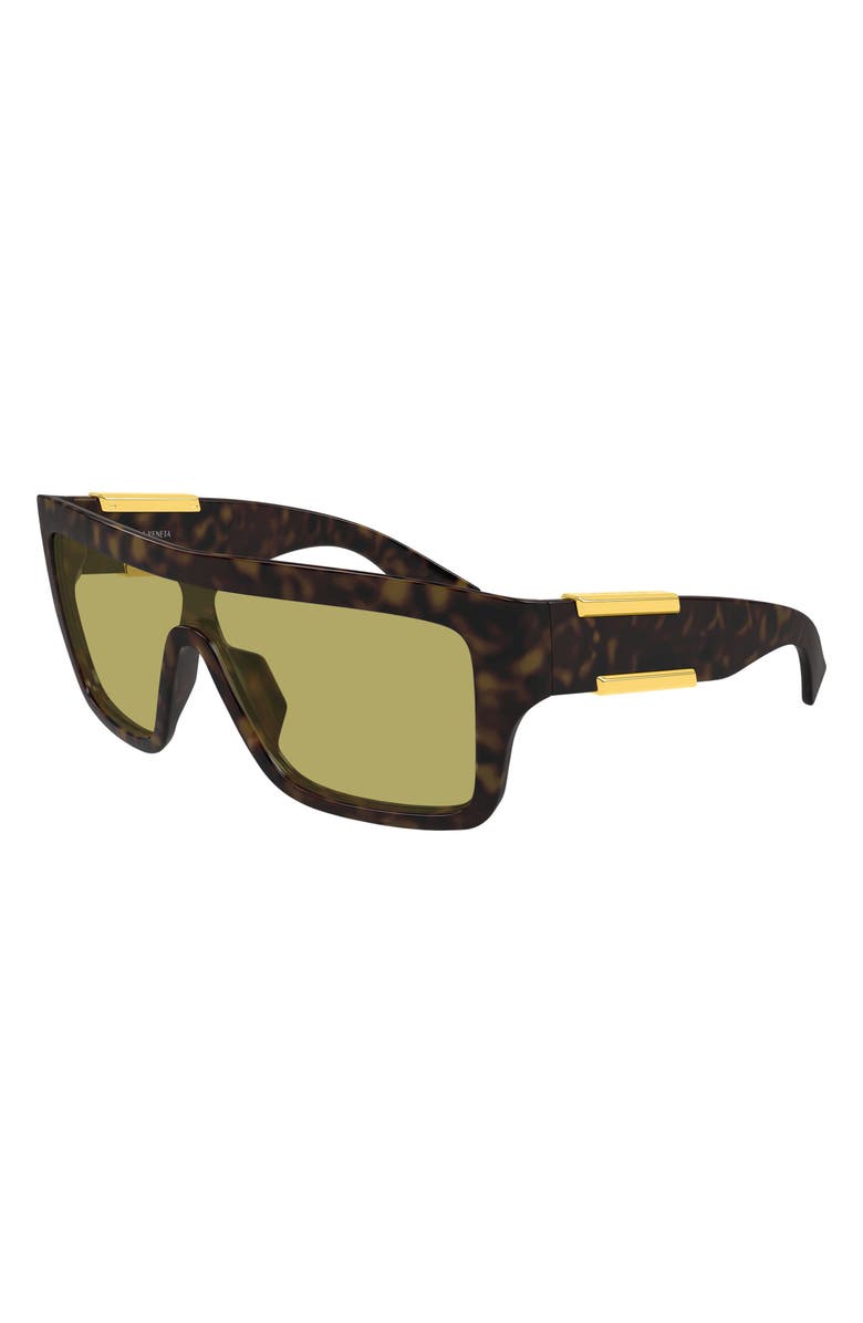 Bottega Veneta 99mm Shield Sunglasses, Alternate, color, Havana