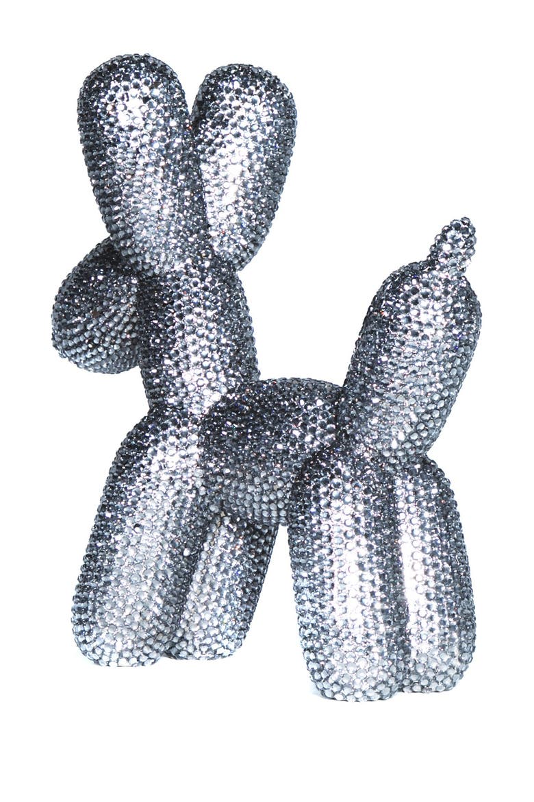 Graphite Rhinestone Balloon Dog Bank, Alternate, color, GRAPHITE/DIAMOND