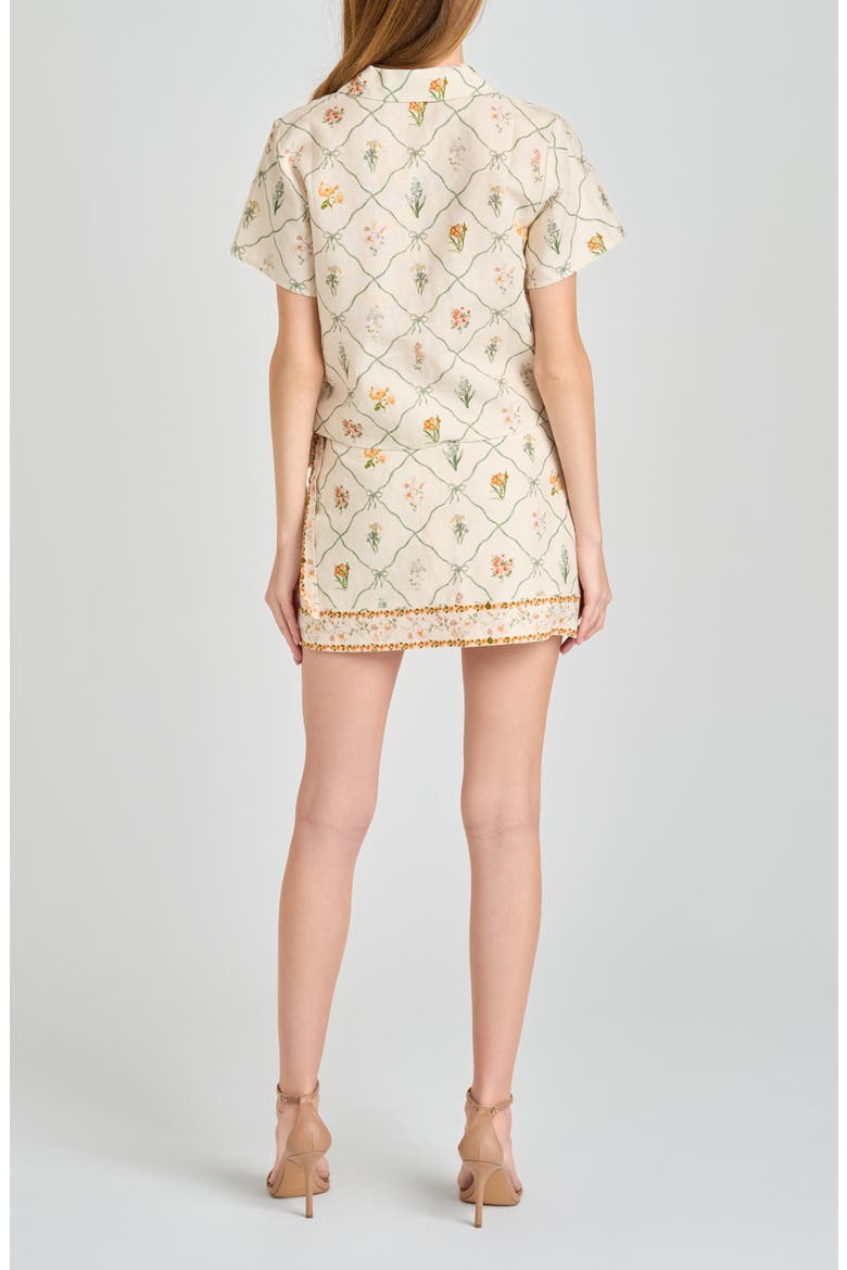 Amelia Print Linen Blend Button-Up Shirt, Alternate, color, IVORY BOTANICAL