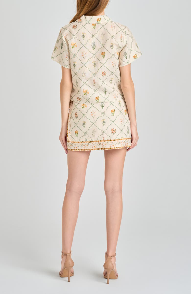 WAYF Amelia Print Linen Blend Button-Up Shirt, Alternate, color, Ivory Botanical