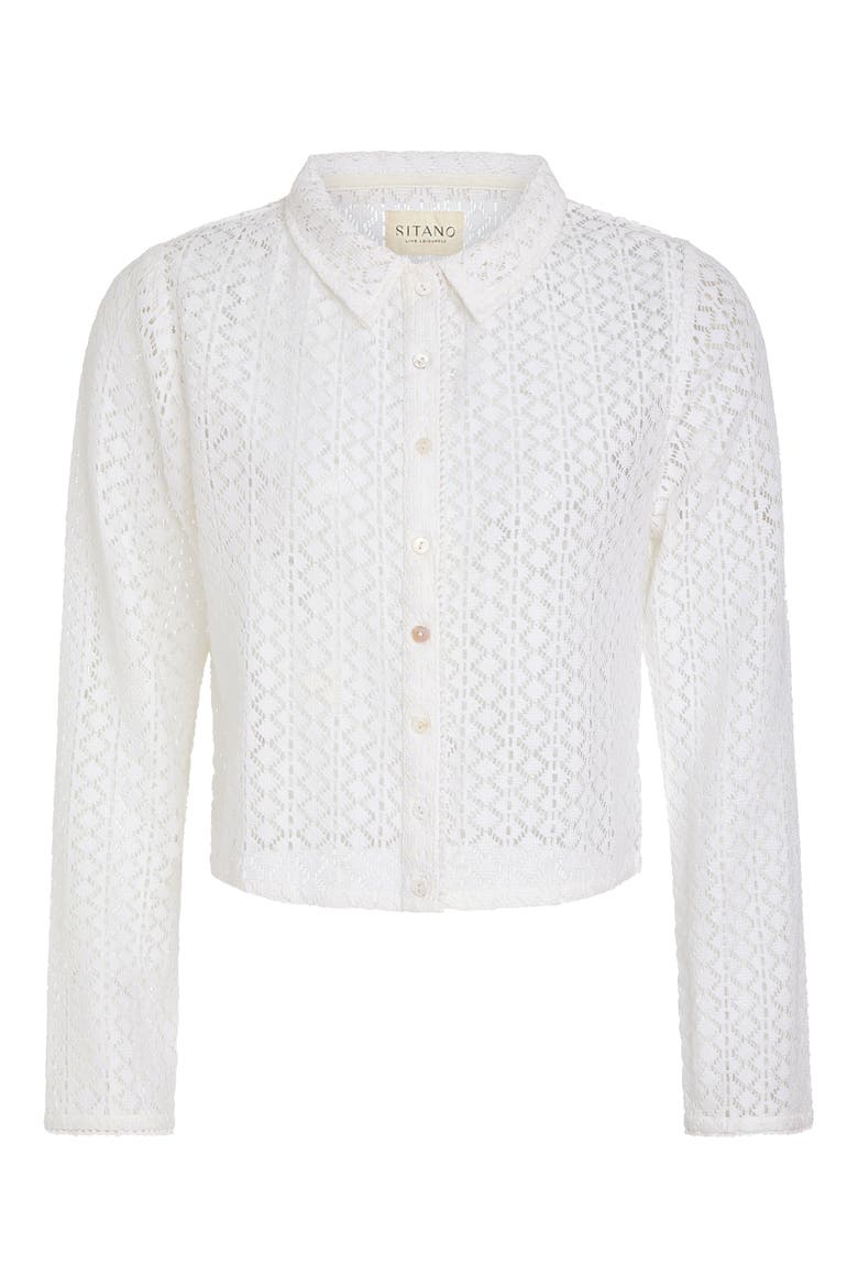 Airy Crochet Dinner Sweater, Alternate, color, White