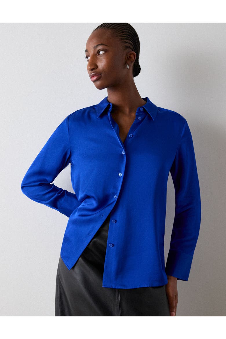 Satin Collared Shirt, Main, color, Blue