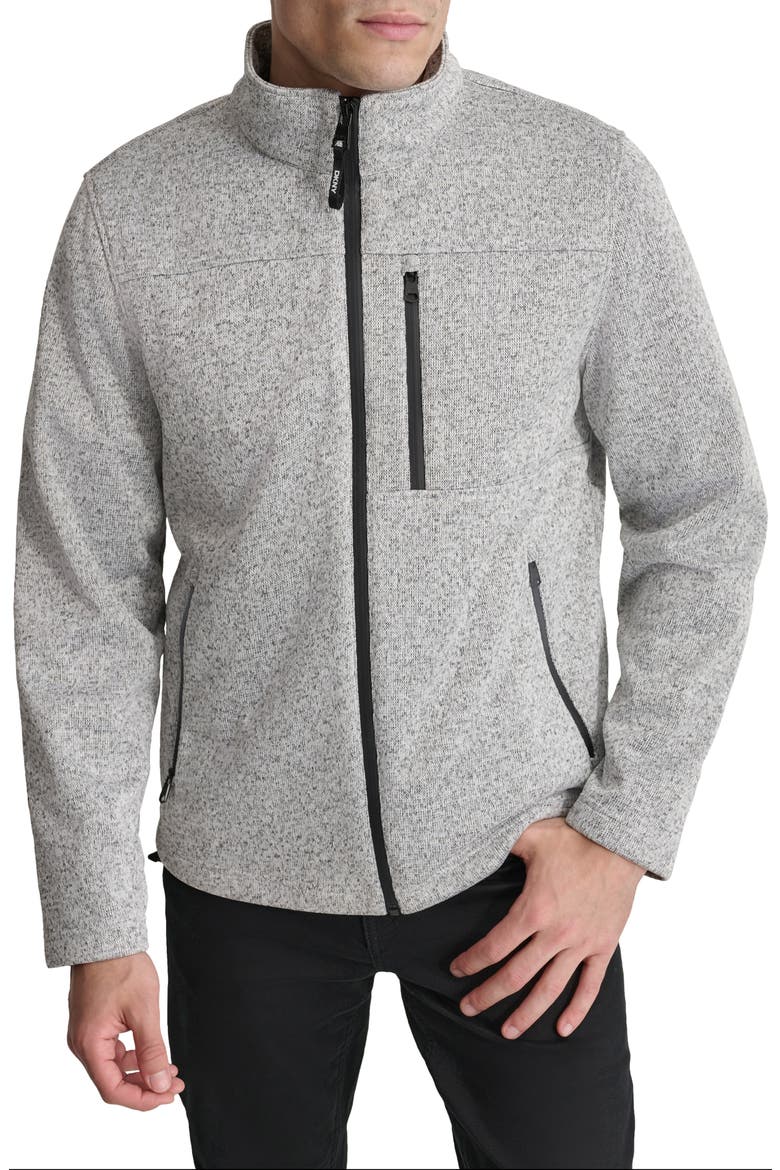 Sweater Knit Fleece Jacket, Main, color, LIGHT GREY HEATHER