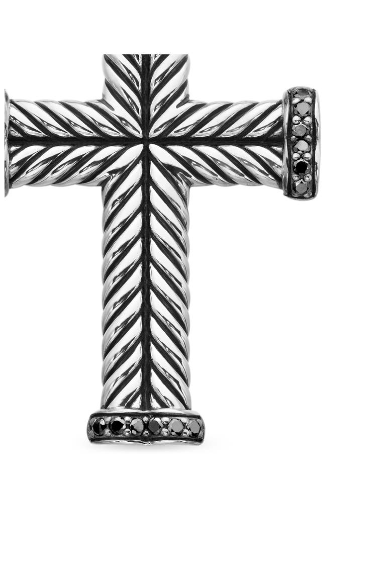 Men's Chevron Cross Pendant, 33.5mm, Alternate, color, Silver/Black Diamond