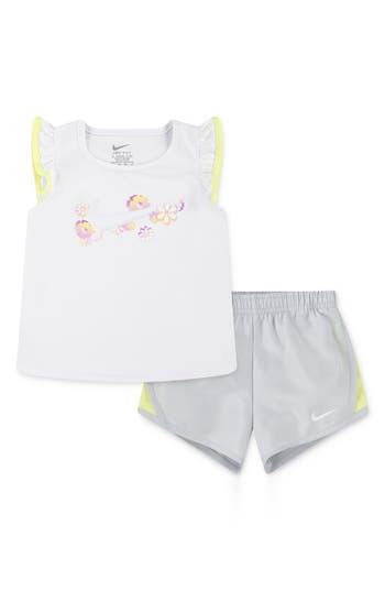 Nike Flow-ral Tempo T-shirt & Shorts Set In Gray