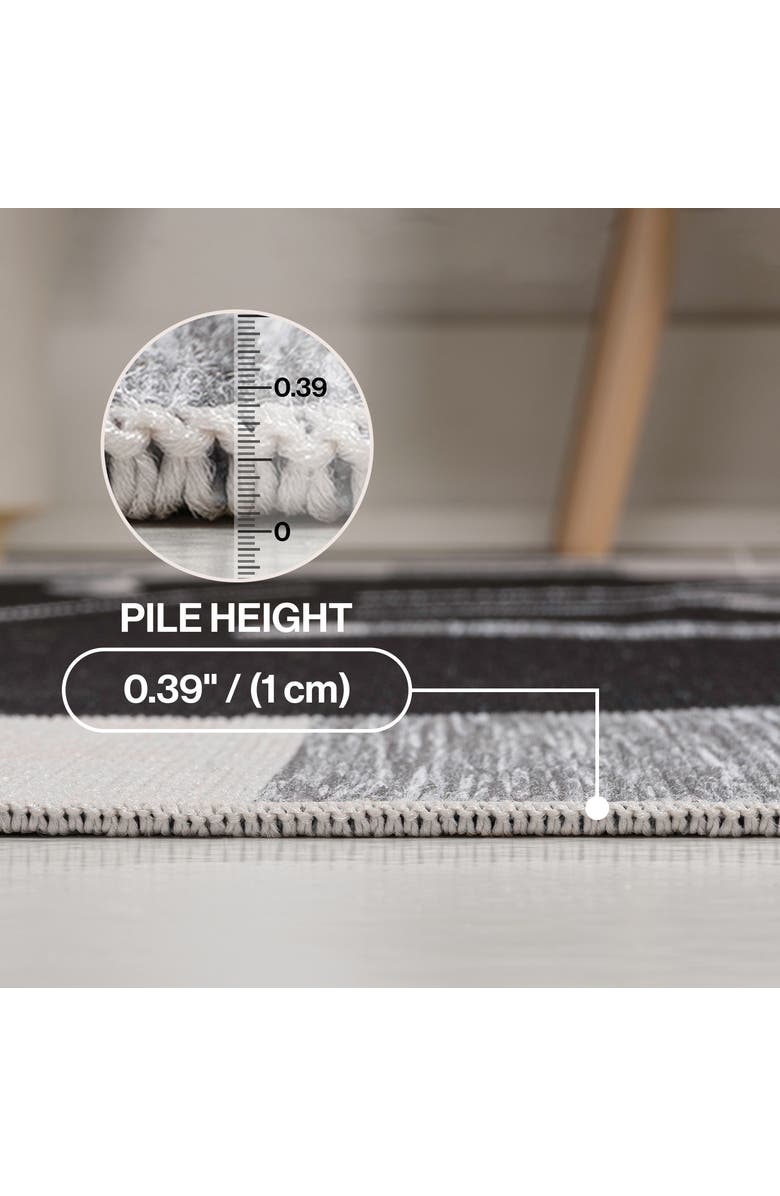 JONATHAN Y Allison Classic Beach Stripe and Monstera Leaf Indoor/Outdoor Area Rug, Alternate, color, Black/Gray