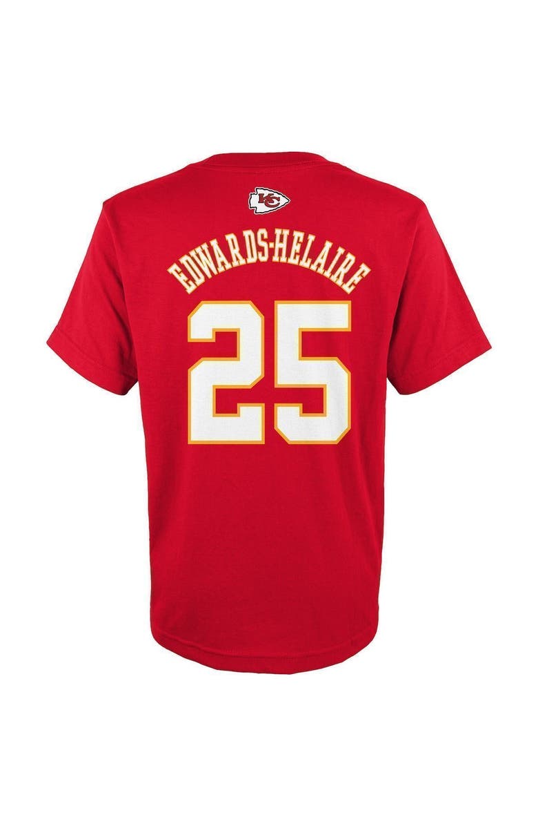 Outerstuff Youth Clyde Edwards-Helaire Red Kansas City Chiefs Mainliner Player Name & Number T-Shirt, Alternate, color,