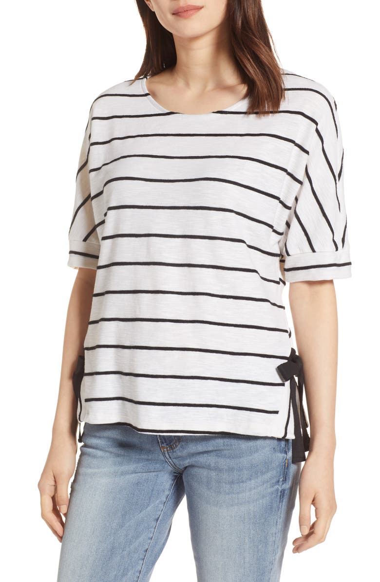 Everleigh Side Tie Stripe Tee, Main, color, 