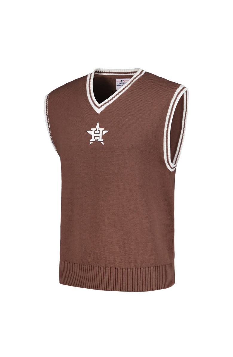 PLEASURES Men's PLEASURES  Brown Houston Astros Knit V-Neck Pullover Sweater Vest, Alternate, color, Brown