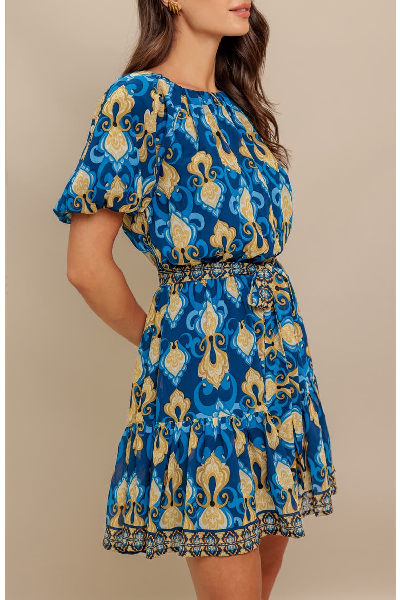 Puff Sleeve Blouson Minidress, Alternate, color, NAVY