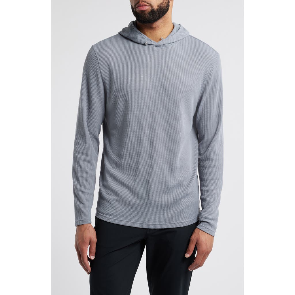 Johnnie-o Brinson Waffle Pullover Hoodie In Thunder