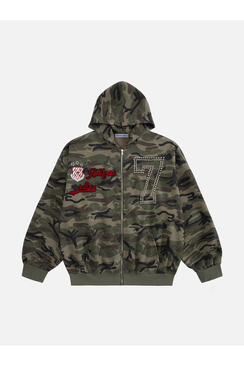 Camo Zip Up Hoodie, Alternate, color, Camouflage