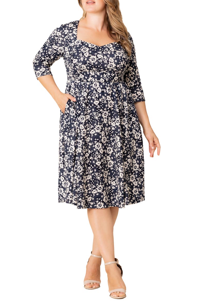 Royal Sweetheart Dress, Main, color, AEGEAN BLUE FLORALS