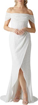 Coast Sequin Bardot  Wrap Skirt Wedding Dress